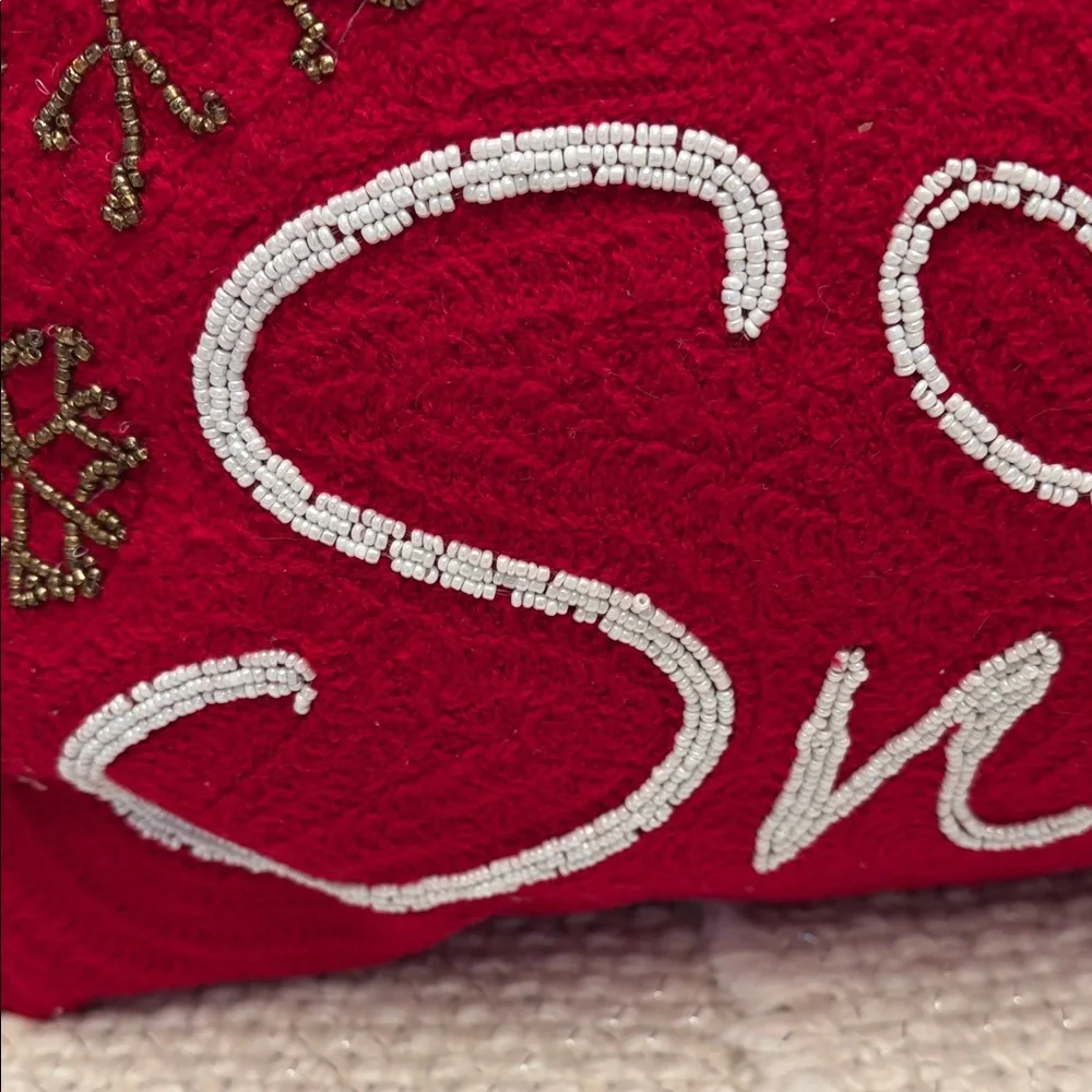 Festive Red 'Let It Snow' Holiday Pillow